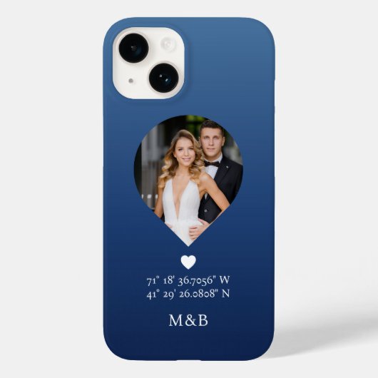 モダンなモノグラム入りハートの座標フォト Case-Mate iPhoneケース (裏面)