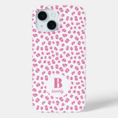 モダンなモノグラム入りピンクヒョウ柄 Case-Mate iPhoneケース (裏面)