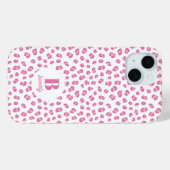 モダンなモノグラム入りピンクヒョウ柄 Case-Mate iPhoneケース (裏面 (横))