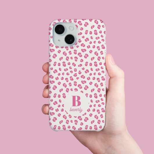 モダンなモノグラム入りピンクヒョウ柄 Case-Mate iPhoneケース