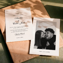 モダンなモノグラム入り写真結婚式招待状 招待状