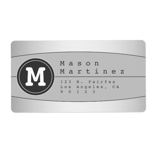 モダンなモノグラム幾何学デザインの返送先住所 ラベル (正面)
