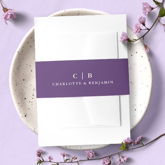 モダンなモノグラム紫藤の結婚式 招待状ベリーバンド