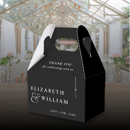 モダンなモノグラム結婚式感謝 黒と白 フェイバーボックス