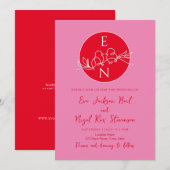 モダンなモノグラム結婚式招待状 招待状 (正面/裏面)