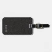 モダンなモノグラム|のエレガントで黒いレザールックの名前 ラゲッジタグ (正面横)