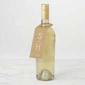 モダンなモノグラム ウェディング ゴールド - 色の編集が可能 ボトルネックタグ (アングル)