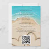 モダンなモノグラム ハーツ・イン・ザ・サンド ウェディング 招待状 (裏面)