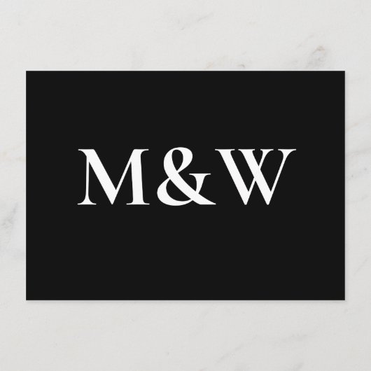 モダンなモノグラム ブラック&ホワイト ウェディング レセプション エンクロージャーカード (裏面)