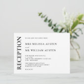 モダンなモノグラム ブラック&ホワイト ウェディング レセプション エンクロージャーカード (スタンド正面)