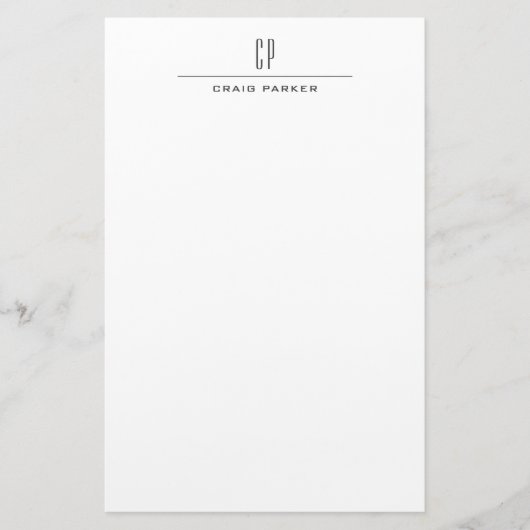 モダンなモノグラム プロフェッショナル シンプル 便箋 (正面)