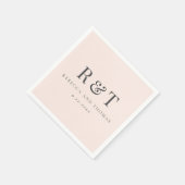 モダンなモノグラム ミニマル ウェディング スタンダードカクテルナプキン (角)