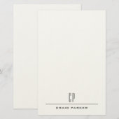 モダンなモノグラム 名前 プロフェッショナル シンプル ミニマル 便箋 (正面/裏面)