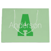 モダンなモノグラム | 薄い緑 & ケリーグリーン ラージペーパーバッグ (正面)