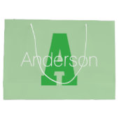 モダンなモノグラム | 薄い緑 & ケリーグリーン ラージペーパーバッグ (裏面)