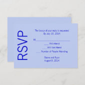 モダンなモノグラム-青 出欠カード (正面/裏面)