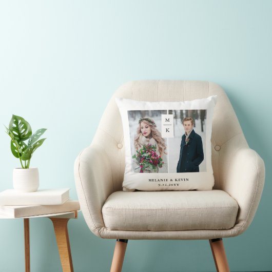 モダンなモノグラム| 2つの写真の格子 クッション (椅子)