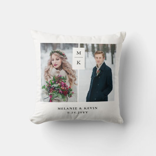 モダンなモノグラム| 2つの写真の格子 クッション (正面)