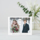 モダンなモノグラム | 2枚の写真 結婚式のお礼 ポストカード (スタンド正面)