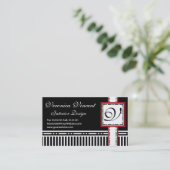 モダンなモノグラムVの白黒ストライプ 名刺 (スタンド正面)