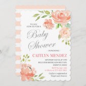 モダンなモモのシャクヤクの花のベビーシャワーの女の子の男の子 招待状 (正面/裏面)