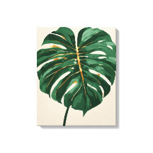モダンなモンステラリーフの植物画ウォールアート