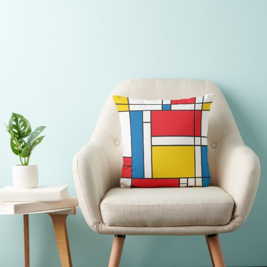 モダンなモンドリアンの刺激を受けたな正方形の枕 クッション (椅子)