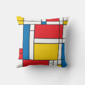 モダンなモンドリアンの刺激を受けたな正方形の枕 クッション (裏面)