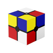 モダンなモンドリアンアート風モノグラム フォトキューブ (裏面アングル)