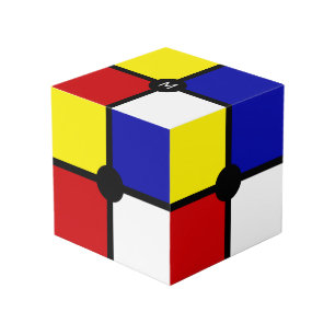 モダンなモンドリアンアート風モノグラム フォトキューブ