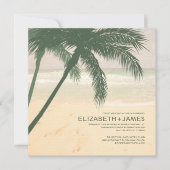 モダンなヤシの木のバーラップの結婚式招待状 招待状 (正面)