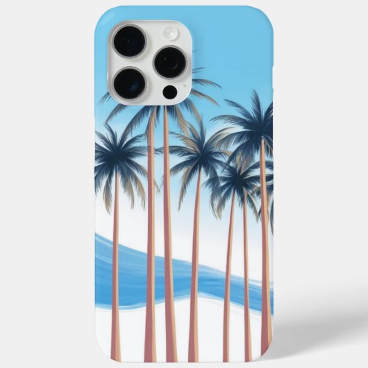 モダンなヤシの木 ブルー ホワイト アウトドア Case-Mate iPhoneケース (裏面)