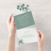 モダンなユーカリのエレガントなリラックスした葉の写真 オールインワン招待状 (貼ってはがせる)