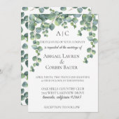 モダンなユーカリのガーランド ウェディング招待状 招待状 (正面/裏面)