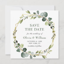 モダンなユーカリの写真 ウェディング セーブ・ザ・デート ボヘミアンスタイル