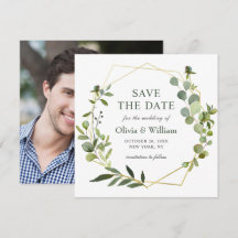 モダンなユーカリの写真 ウェディング セーブ・ザ・デート