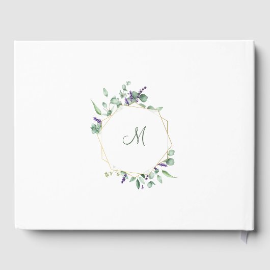 モダンなユーカリの幾何学フレーム ブライダルシャワー ゲストブック (裏面)