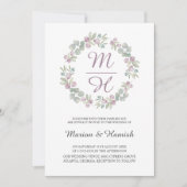 モダンなユーカリの水彩画のウェディングリース 招待状 (正面)