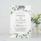 モダンなユーカリの花のウェディングセレモニープログラム (スタンド正面)