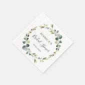 モダンなユーカリの花輪フレーム ブライダルシャワー ボヘミアンスタイル スタンダードカクテルナプキン (角)