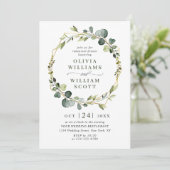 モダンなユーカリの花輪フレーム　リハーサルディナー 招待状 (スタンド正面)