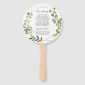 モダンなユーカリの葉のウェディングプログラム ハンドファン (裏面)