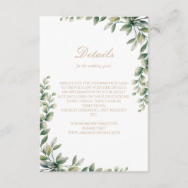 モダンなユーカリの葉のエレガントなウェディング エンクロージャーカード