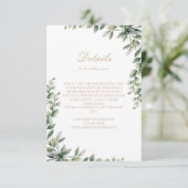 モダンなユーカリの葉のエレガントなウェディング エンクロージャーカード (スタンド正面)