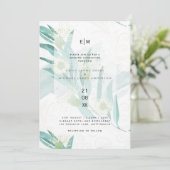 モダンなユーカリの葉のグリーンウェディングの招待状 招待状 (スタンド正面)