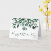モダンなユーカリの葉のデザインの母の日カード カード (黄色い花)