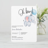 モダンなユーカリの青い風船のベイビーシャワーだなんて 招待状 (スタンド正面)