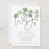 モダンなユーカリの「私たちは誓いました」QRコード付きウェディング 招待状 (正面)