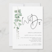 モダンなユーカリの「私たちは誓いました」QRコード付きウェディング 招待状 (正面)