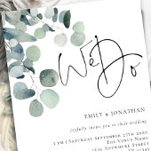 モダンなユーカリのQRコードウェディング 招待状